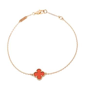 Pre Owned Van Cleef and Arpels Sweet Alhambra Carnelian 18K Rose Gold Bracelet 