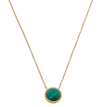 Pre Owned Van Cleef & Arpels Perlée couleurs Malachite 18K Yellow Gold Pendant Necklace 