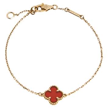 Pre Owned Van Cleef & Arpels Sweet Alhambra Carnelian 18K Rose Gold Bracelet