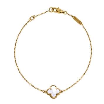 Pre Owned Van Cleef & Arpels Sweet Alhambra Mother of Pearl 18K Yellow Gold Bracelet