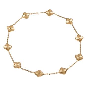 Pre Owned Van Cleef & Arpels Vintage Alhambra 18k Rose Gold 10 Motif Necklace