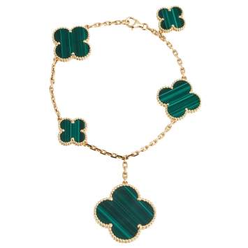 Pre Owned Van Cleef & Arpels Magic Alhambra Malachite 18K Rose Gold Bracelet
