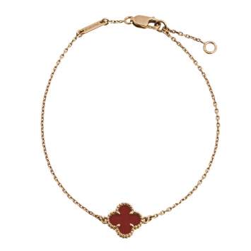 Pre Owned Van Cleef & Arpels Sweet Alhambra Carnelian 18K Rose Gold Bracelet