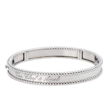 Pre Owned Van Cleef & Arpels Perlee Signature 18k White Gold Cuff Bracelet S