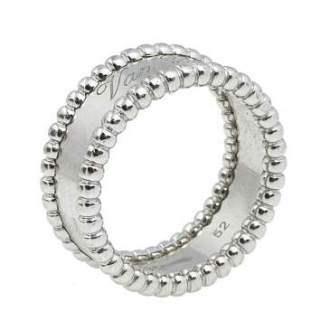 Pre Owned Van Cleef & Arpels Perlee Signature 18K White Gold Band Ring Size 52