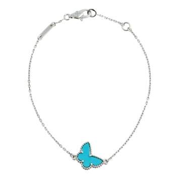 Pre Owned Van Cleef & Arpels Sweet Alhambra Butterfly Turquoise White Gold Bracelet
