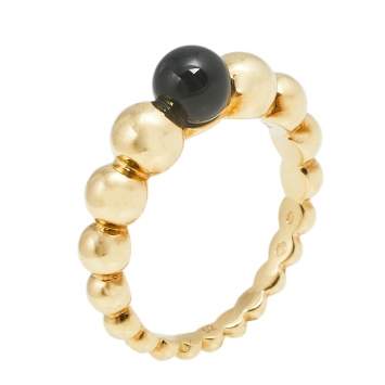 Pre Owned Van Cleef & Arpels Perlee Couleurs Onyx 18K Yellow Gold Variation Ring 52