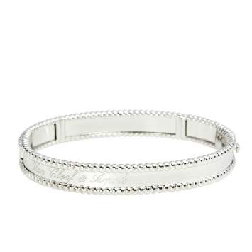 Pre Owned Van Cleef & Arpels Perlée 18K White Gold Bangle Bracelet S