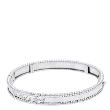 Pre Owned Van Cleef & Arpels Perlee Signature White Gold Bangle Bracelet M
