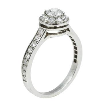 Pre Owned Van Cleef & Arpels Icone Solitare 0.32 ct Diamond Platinum Ring Size 50