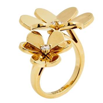 Pre Owned  Van Cleef & Arpels Frivole Between the Finger Diamond 18K Yellow Gold Ring Size 54