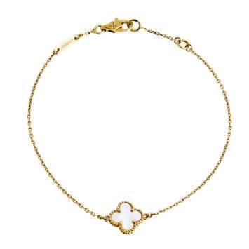 Pre Owned Van Cleef & Arpels Sweet Alhambra Mother of Pearl 18K Yellow Gold Bracelet
