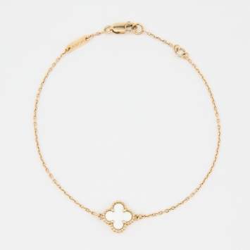 Pre Owned Van Cleef & Arpels Sweet Alhambra Mother of Pearl 18K Yellow Gold Bracelet
