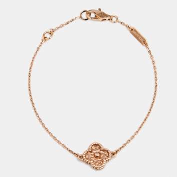 Pre Owned Van Cleef & Arpels Sweet Alhambra 18k Rose Gold Textured Bracelet