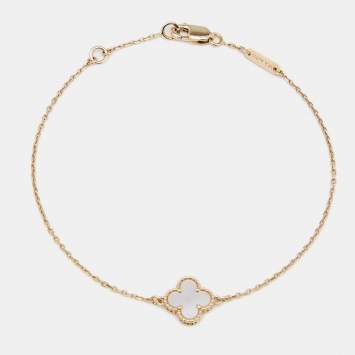 Pre Owned Van Cleef & Arpels Sweet Alhambra Mother of Pearl 18k Yellow Gold Bracelet