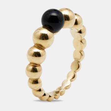 Pre Owned Van Cleef & Arpels Perlee Couleurs Onyx 18K Yellow Gold Variation Ring 51