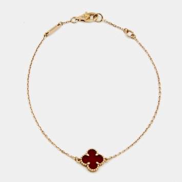 Pre Owned Van Cleef & Arpels Sweet Alhambra Carnelian 18k Rose Gold Bracelet