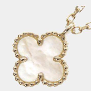 Pre Owned Van Cleef & Arpels Sweet Alhambra 18K Yellow Gold  Mother of Pearl Necklace 