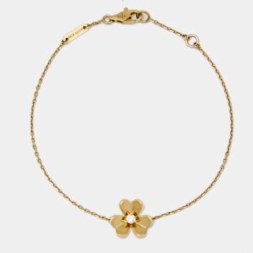 Pre Owned Van Cleef & Arpels Mini Frivole Diamond 18k Yellow Gold Bracelet
