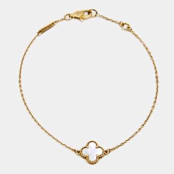 Pre Owned Van Cleef & Arpels Sweet Alhambra Mother of Pearl 18K Yellow Gold Bracelet