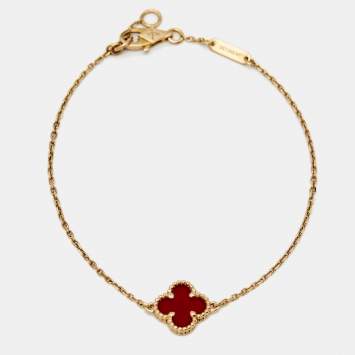 Pre Owned Van Cleef & Arpels Sweet Alhambra Carnelian 18K Rose Gold Bracelet