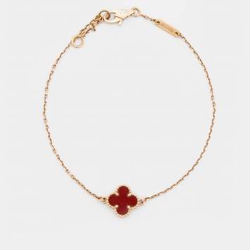Pre Owned Van Cleef & Arpels Sweet Alhambra Carnelian 18K Rose Gold Bracelet