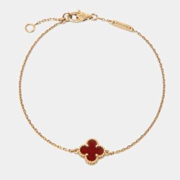 Pre Owned Van Cleef & Arpels Sweet Alhambra Carnelian 18k Rose Gold Bracelet