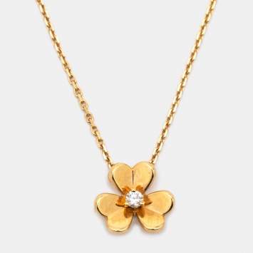 Pre Owned Van Cleef & Arpels Frivole Diamond 18k Yellow Gold Necklace
