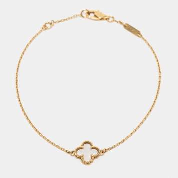Pre Owned Van Cleef & Arpels Sweet Alhambra Mother of Pearl 18K Yellow Gold Bracelet