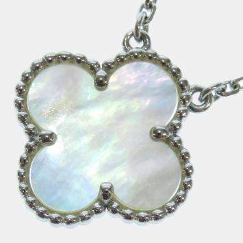 Pre Owned Van Cleef & Arpels Vintage Alhambra 18K White Gold Mother of Pearl Necklace