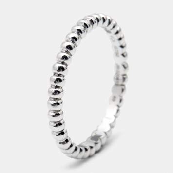 Pre Owned Van Cleef & Arpels Perlée Pearls 18k White Gold Small Model Ring Size 49