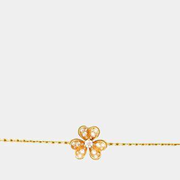 Pre Owned Van Cleef & Arpels Frivole Yellow Gold Diamond Frivole Bracelet
