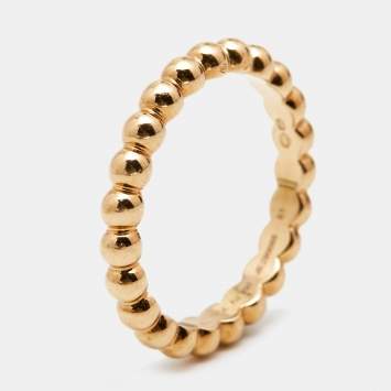 Pre Owned Van Cleef & Arpels Medium Perlée Pearls 18K Yellow Gold Ring Size 51
