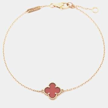 Pre Owned Van Cleef & Arpels Sweet Alhambra Carnelian 18K Rose Gold Bracelet