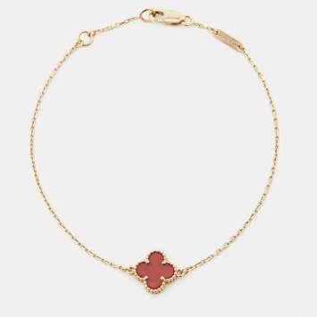 Pre Owned Van Cleef & Arpels Sweet Alhambra Carnelian 18k Rose Gold Bracelet