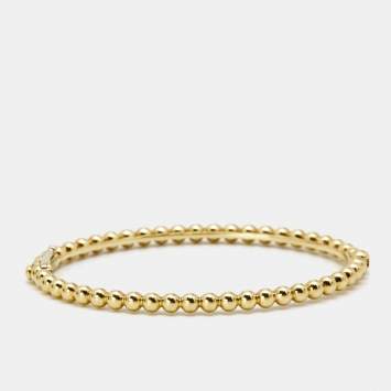 Pre Owned Van Cleef & Arpels Perlée  18k Yellow Gold Bangle Bracelet S