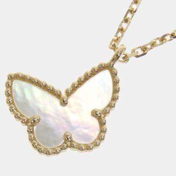 Pre Owned Van Cleef & Arpels Sweet Alhambra 18K Yellow Gold Mother of Pearl Necklace