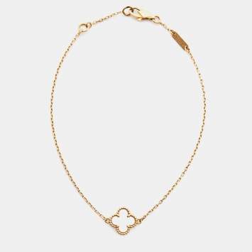 Pre Owned Van Cleef & Arpels Sweet Alhambra Mother of Pearl 18k Yellow Gold Bracelet