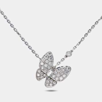 مملوكة مسبقًا Van Cleef & Arpels Butterfly Diamonds 18k White Gold Necklace