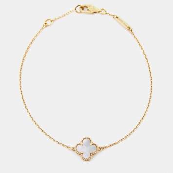 Pre Owned Van Cleef & Arpels Sweet Alhambra Mother of Pearl 18k Yellow Gold Bracelet