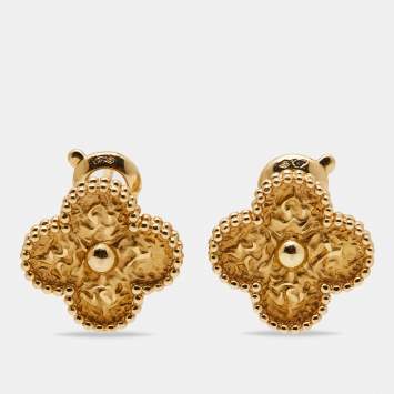 Pre Owned Van Cleef & Arpels Vintage Alhambra 18k Yellow Gold Earrings
