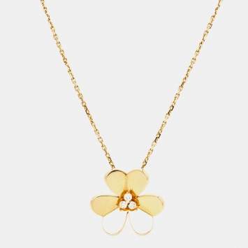 Pre Owned Van Cleef & Arpels Frivole Diamond 18K Yellow Gold Pendant Necklace