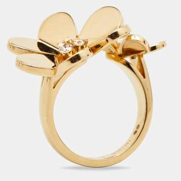 Pre Owned  Van Cleef & Arpels Frivole Between the Finger Diamond 18K Yellow Gold Ring Size 55