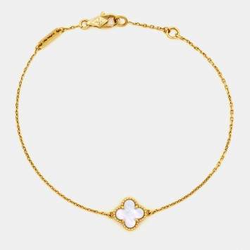 Pre Owned Van Cleef & Arpels Sweet Alhambra Mother of Pearl 18K Yellow Gold Bracelet