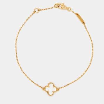 Pre Owned Van Cleef & Arpels Sweet Alhambra Mother of Pearl 18k Yellow Gold Bracelet