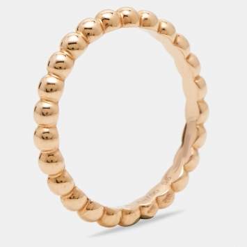 Pre Owned Van Cleef & Arpels Perlée 18k Rose Gold Medium Model Ring Size 55