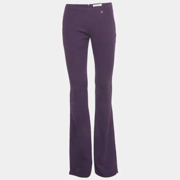 Pre Owned Versace Collection Purple Crepe Wide Leg Trousers S