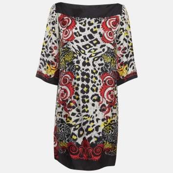 Pre Owned Versace Collection Multicolor Printed Silk Mini Dress XL