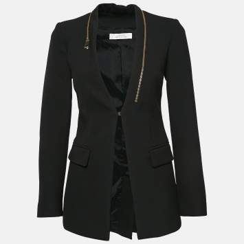 Pre Owned Versace Collection Black Crepe Zip Detail Blazer XS