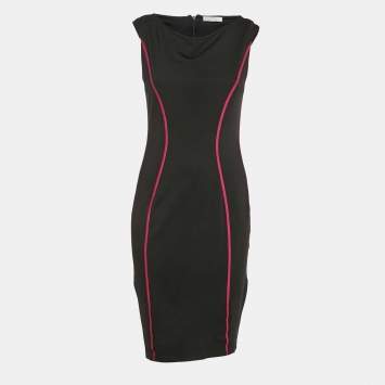 Pre Owned Versace Collection Black Contrast Trim Jersey Bodycon Dress M